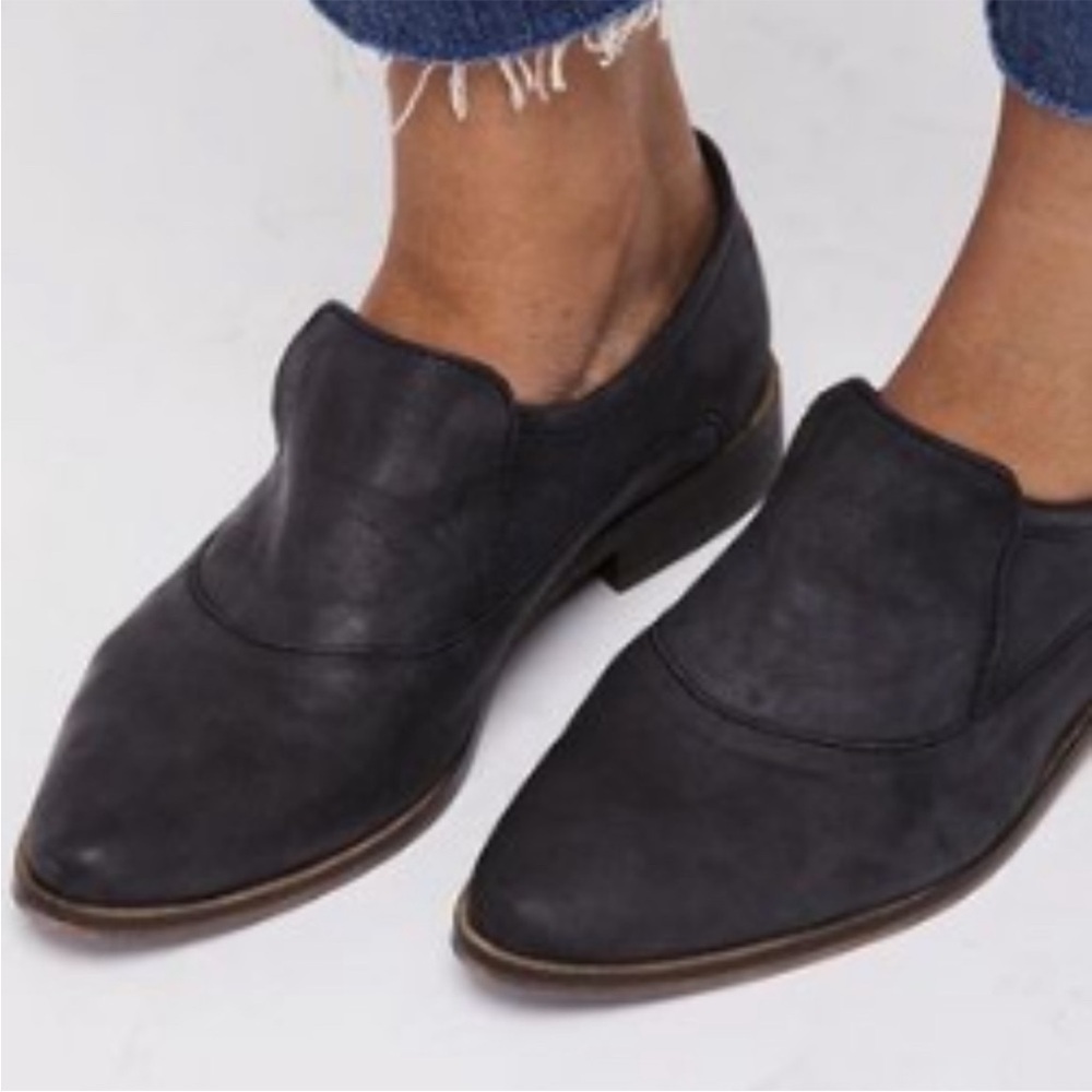 Free People Black Men's Slip-On Nubuck Loafers